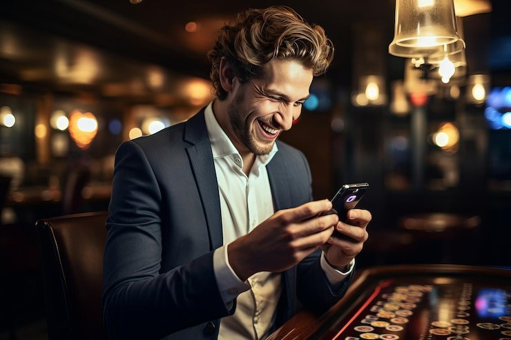 Dealer bola11 membagikan kartu dalam Lightning Baccarat